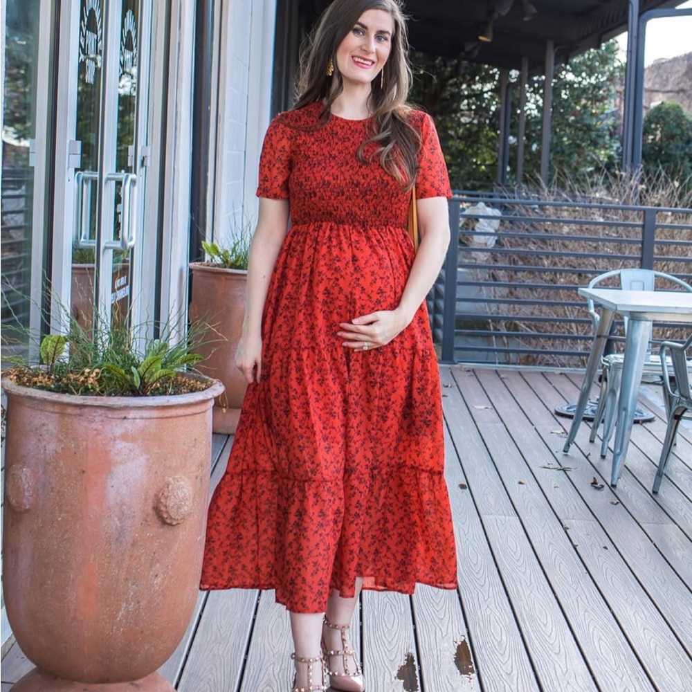 Pinkblush Red Floral Midi Dress